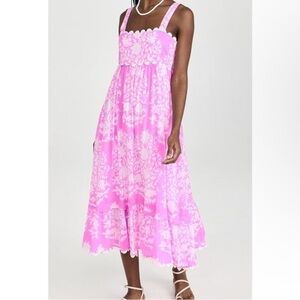 JULIET DUNN Palladio floral scalloped midi dress size large